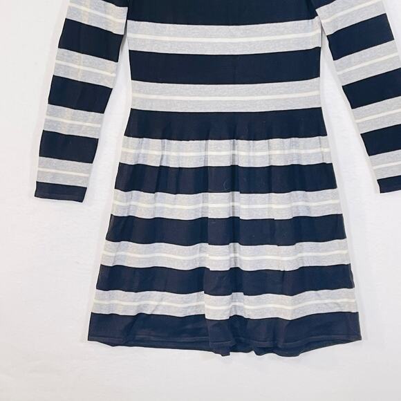 Vince Camuto Sweater Dress Womens Medium Black Gray Stripe Knit Wednesday Adams - Picture 8 of 9